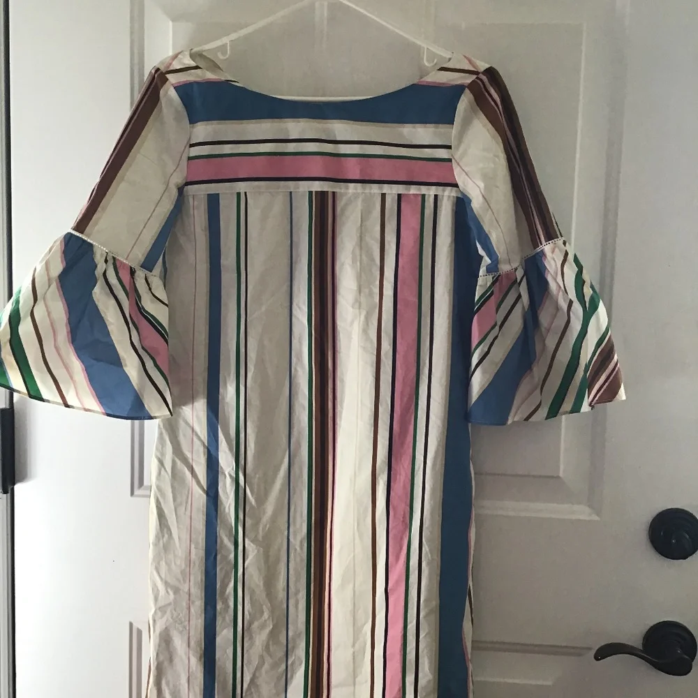 Massimo Dutti Cream Dress with Blue, Pink and Green Stripes NWT